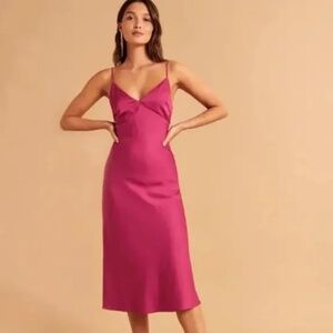 Abercrombie Pink Satin Midi Dress